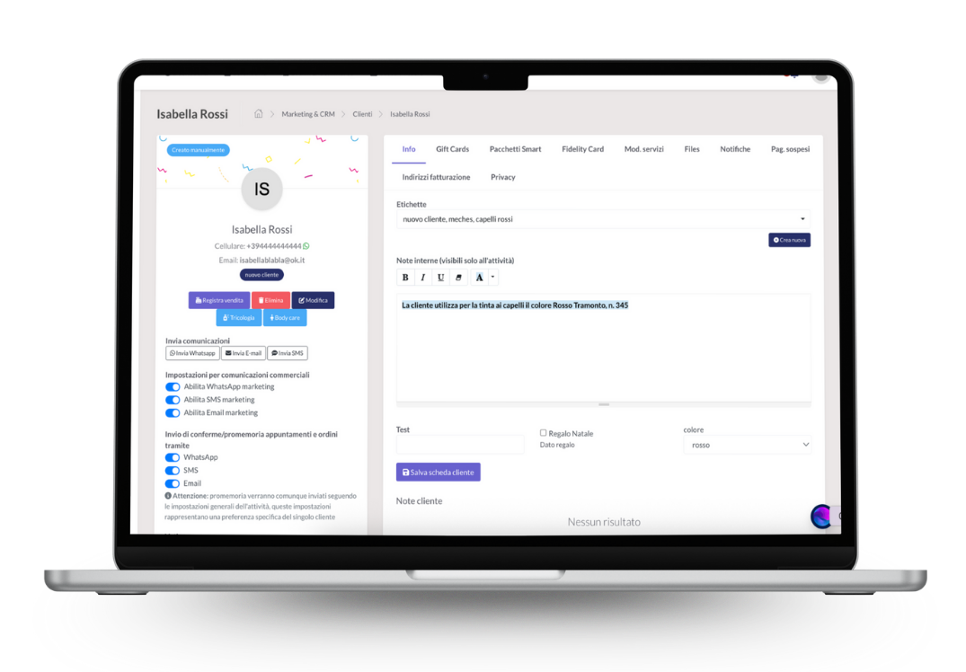 scheda cliente per parrucchieri, centri estetici e saloni